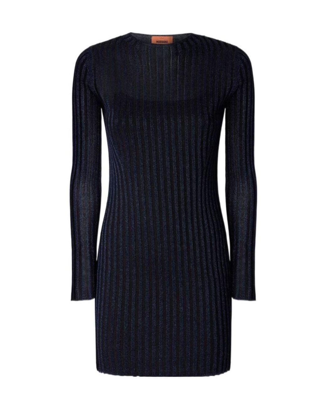 Missoni Blue Ribbed Viscose Lame Mini Dress