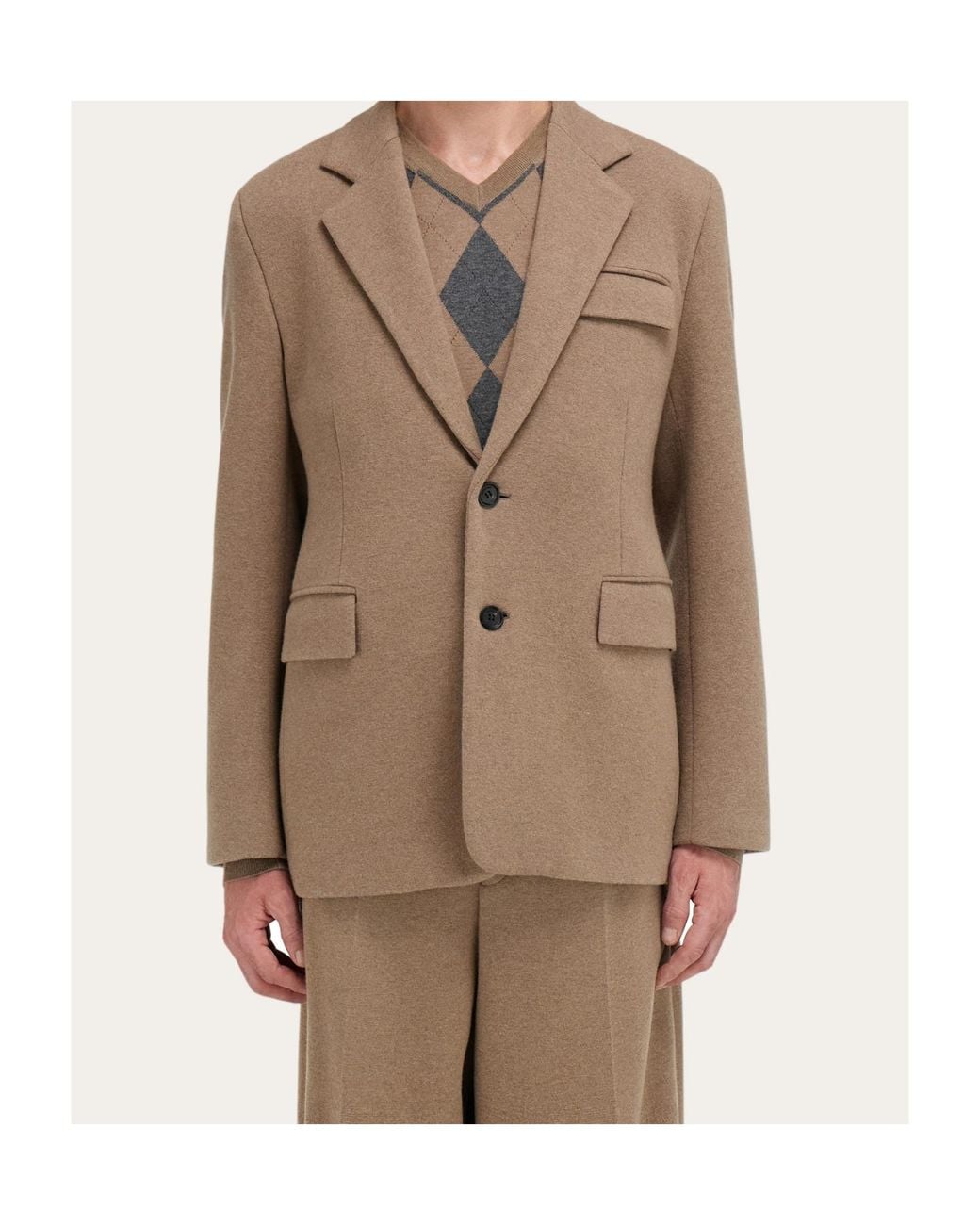 Ferragamo Brown Ferragamo Jersey Interlock Blazer for men