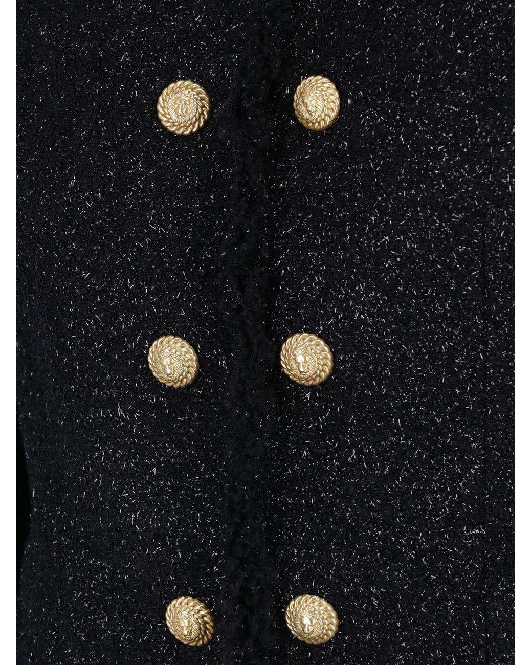 Balmain Black Frayed Hem Button Detailed Jacket