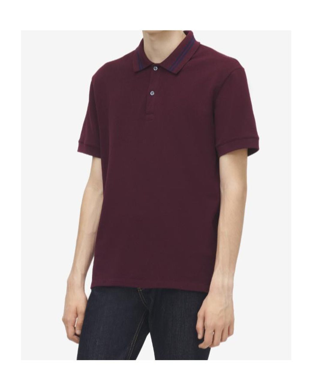 McQueen Purple Logo Collar Short Sleeved Polo Shirt for men