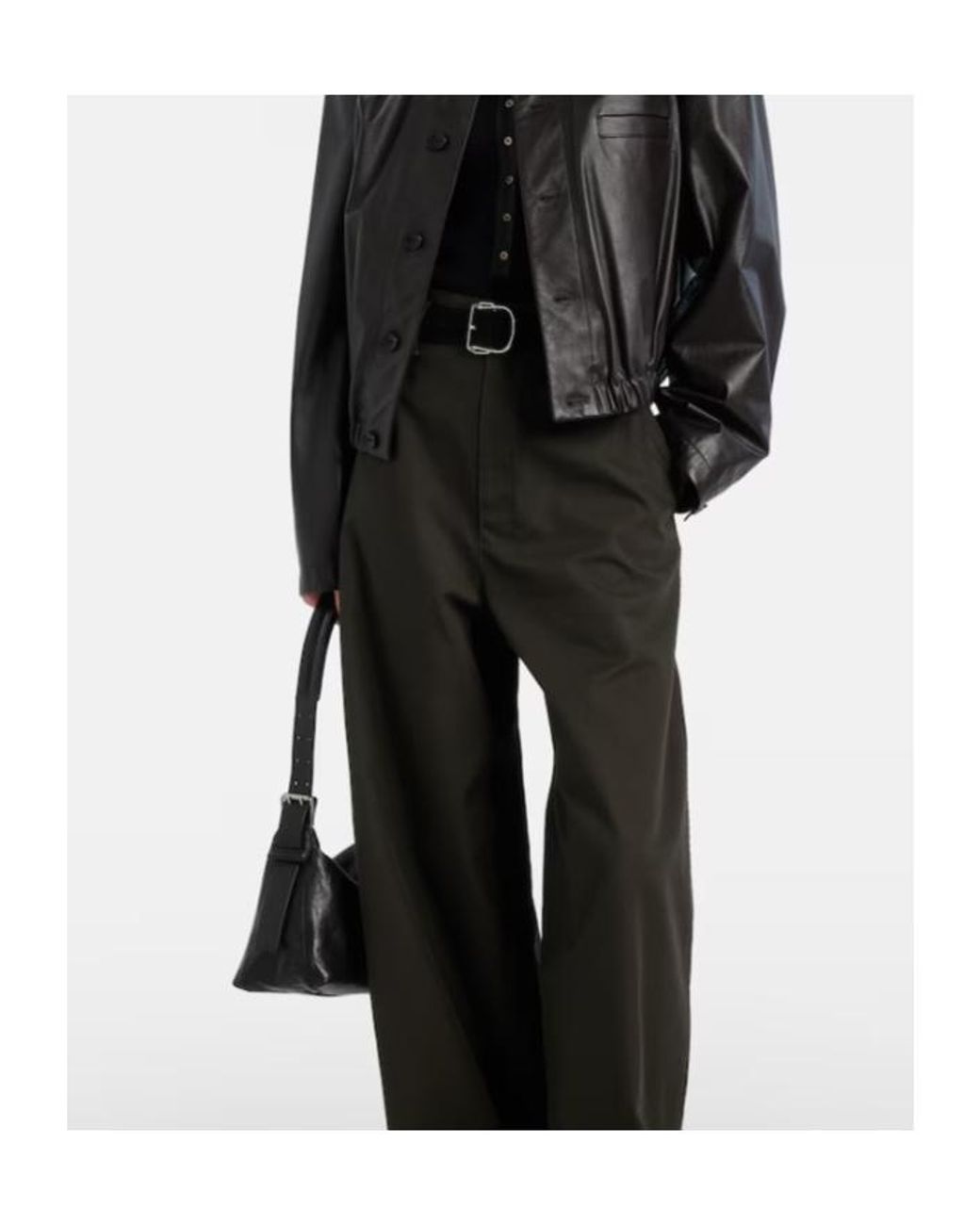 Lemaire Gray Belted Leather Shoulder Bag