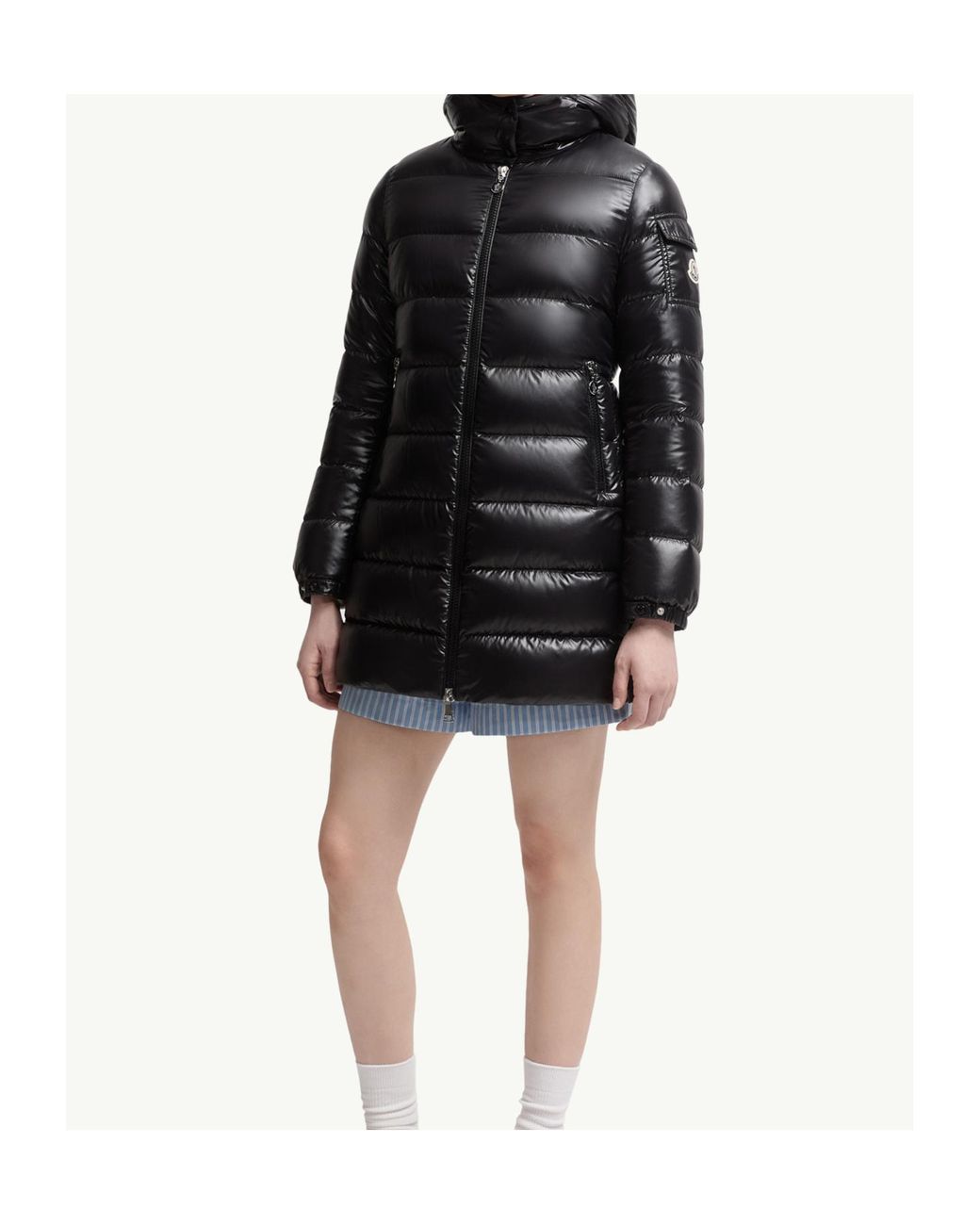 Moncler Black Courcelles Hooded Mid-Length Padded Jacket