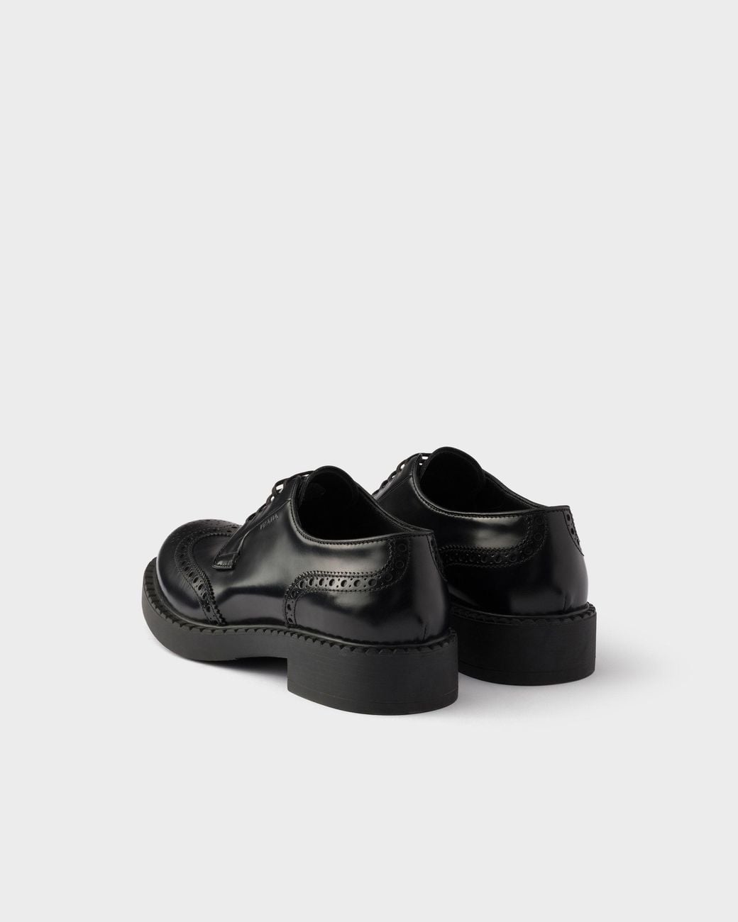 Prada Black Chocolate Brushed Leather Derby Brogues for men