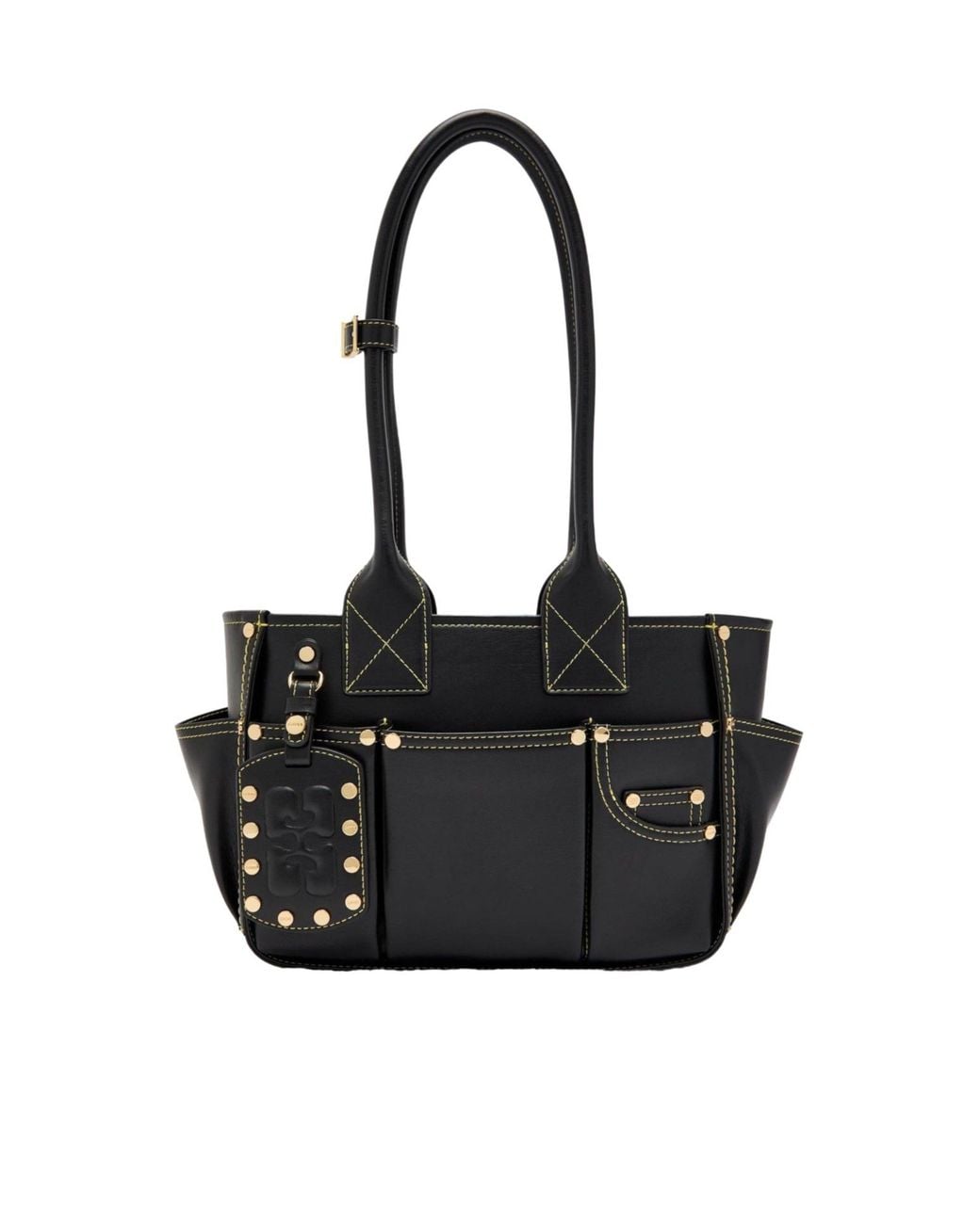 Ganni Black Leather Tote Bag