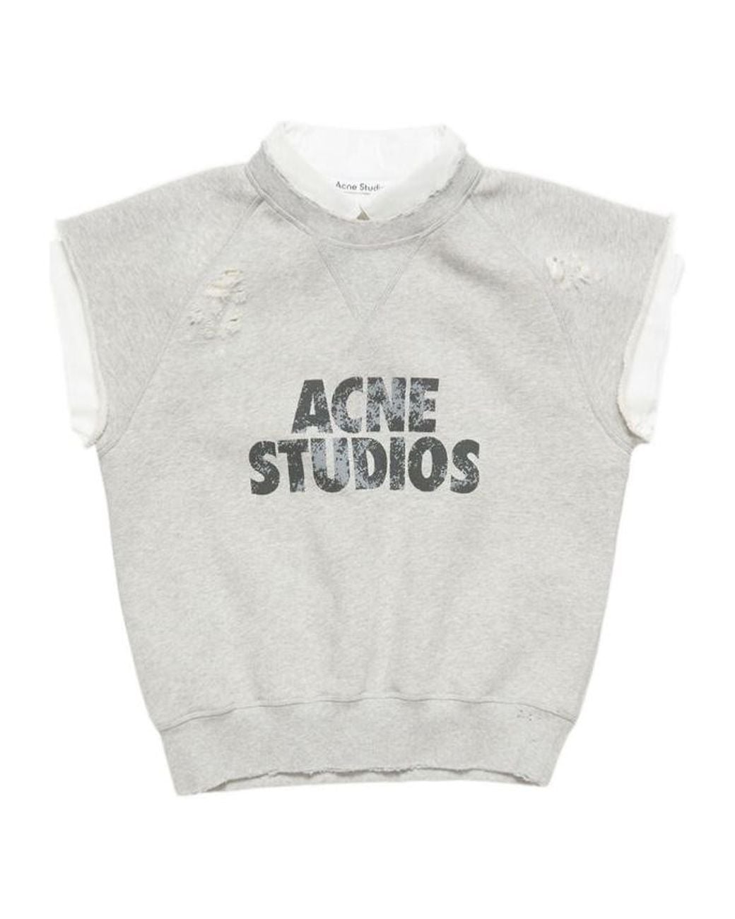 Acne White Logo Layered Sleeveless Sweatshirt