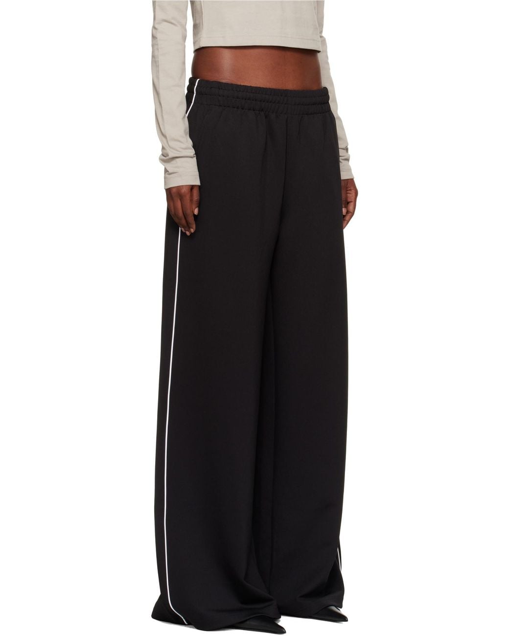 we11done Black Side-Stripe Trousers for men