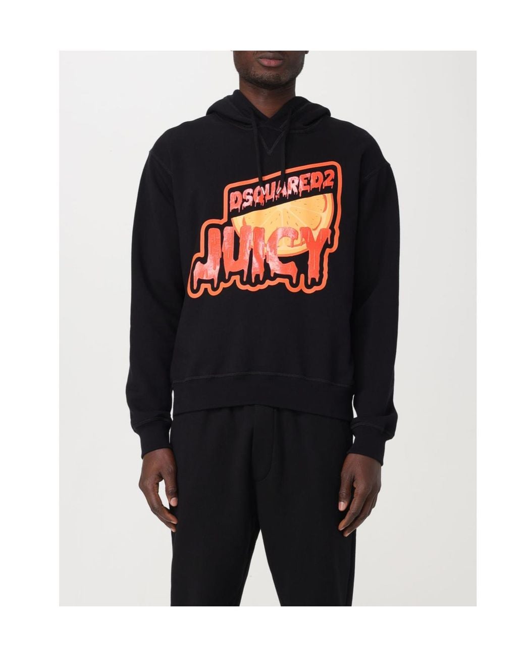 DSquared² Black Juicy Logo-Print Cotton Hoodie for men
