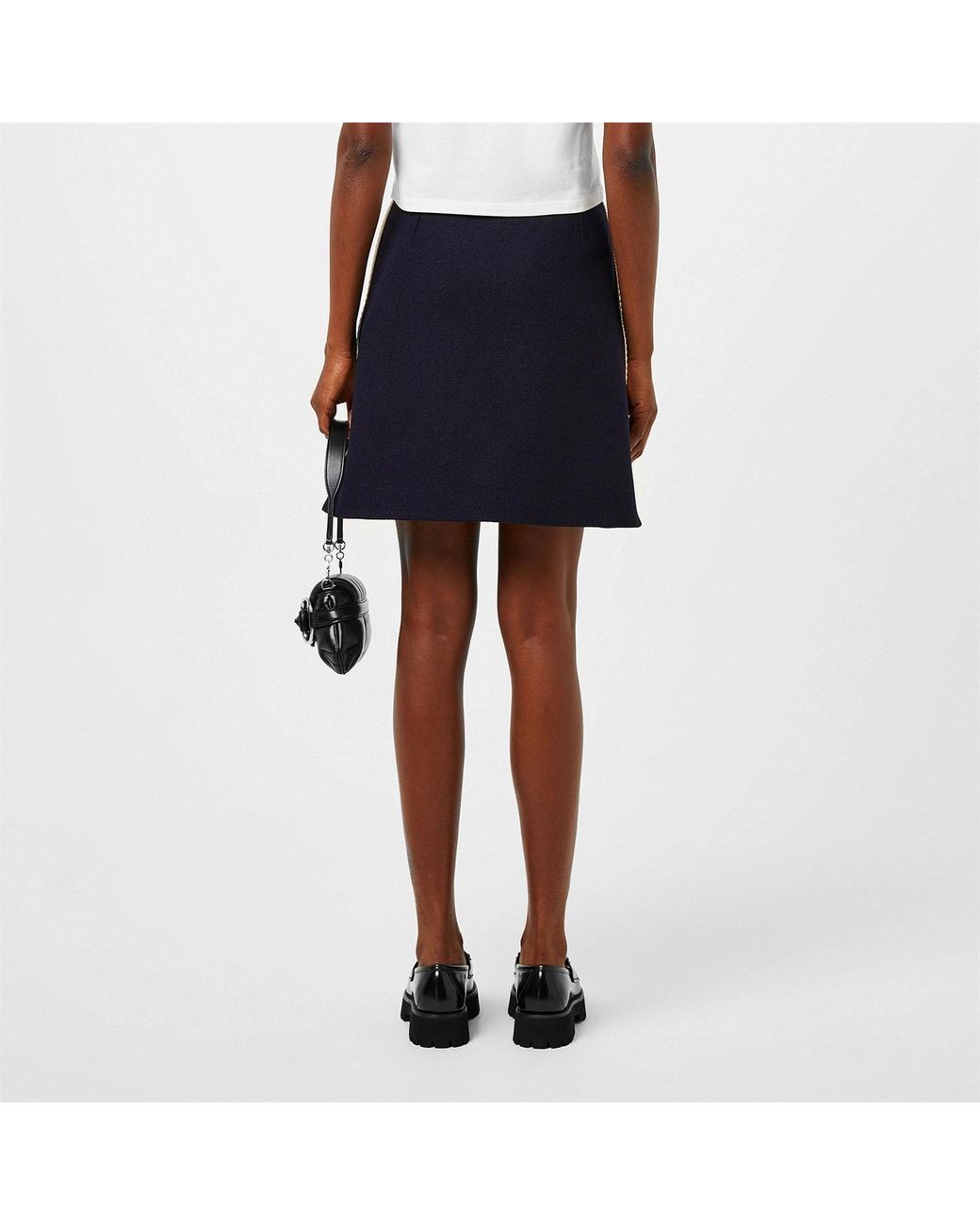Gucci Blue Retro Tweed Wool Skirt