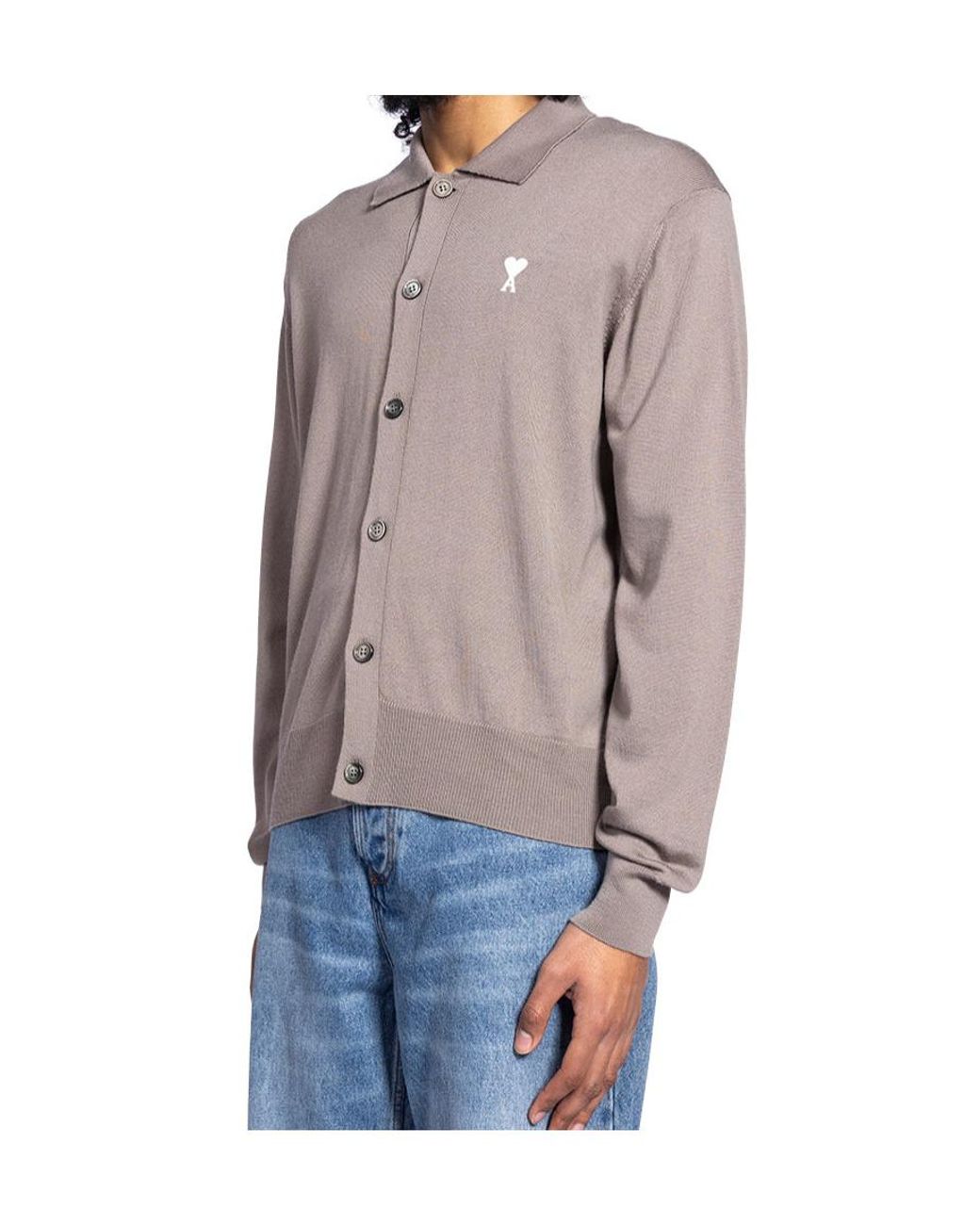 AMI Blue Ami De Coeur Knitted Cardigan for men
