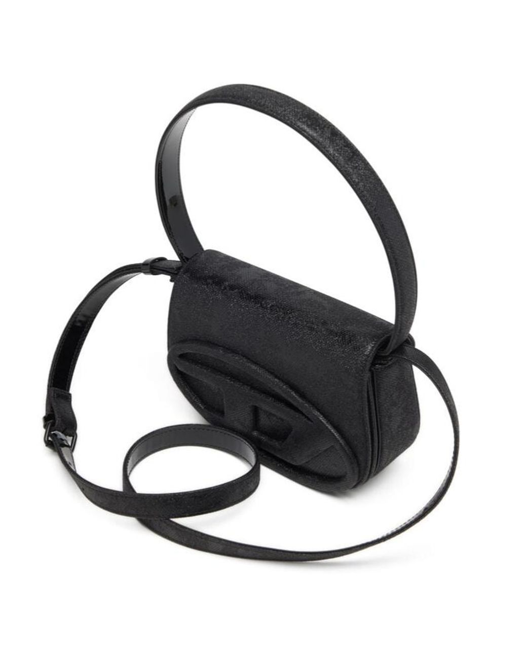 DIESEL Black 1Dr Logo Plaque Glittered Shoulder Bag