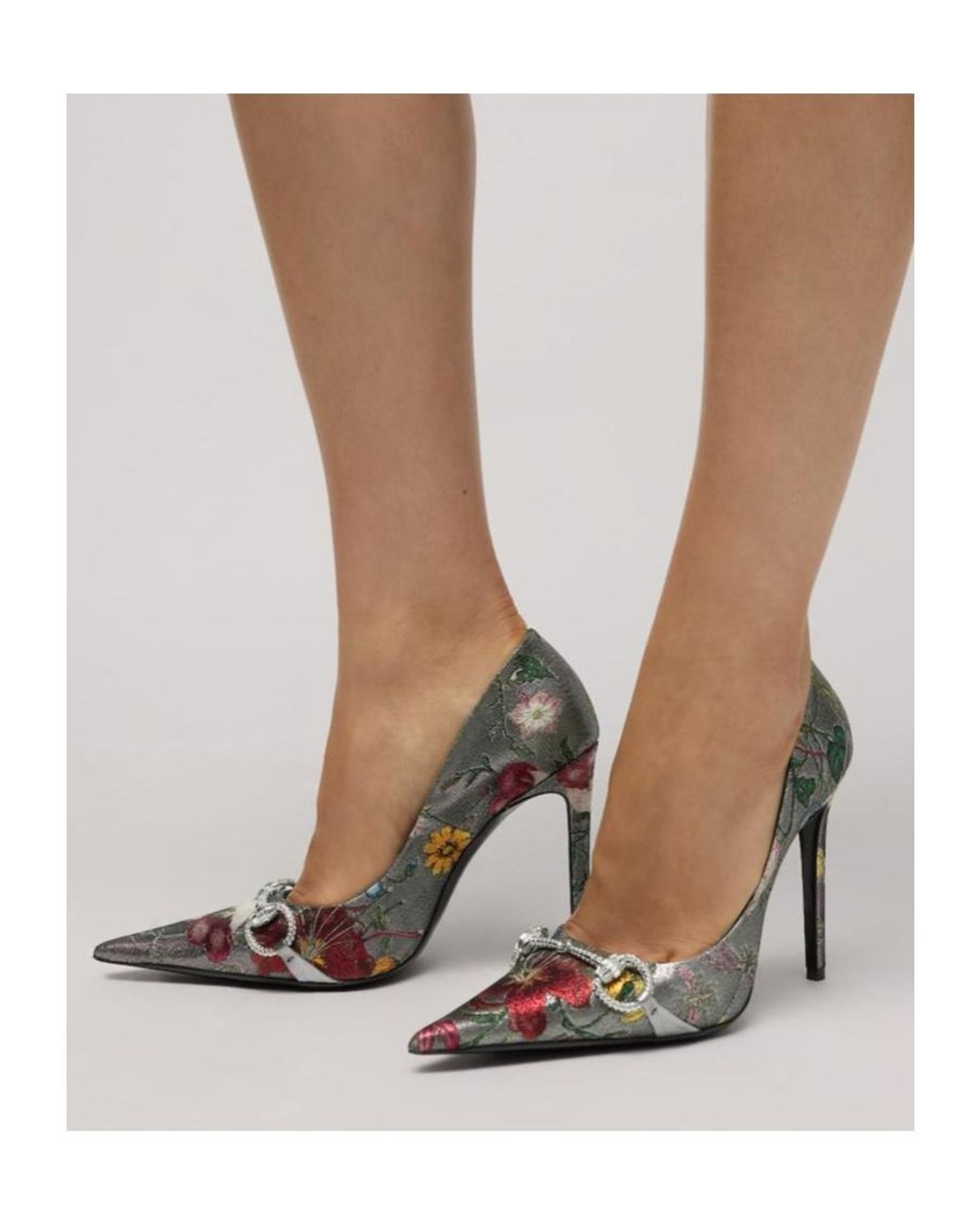 Gucci Metallic Donna Pump With Crystal Horsebit