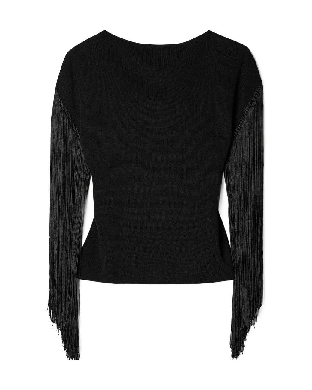 Altuzarra Black May Fringed Stretch-Knit Top