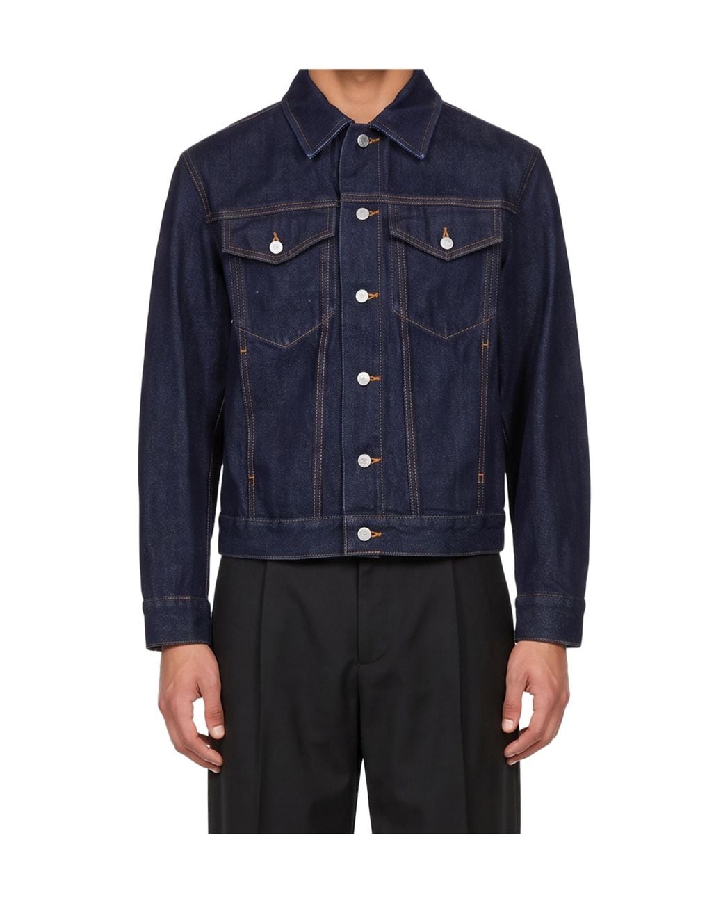 Dries Van Noten Blue Long-Sleeve Denim Jacket for men