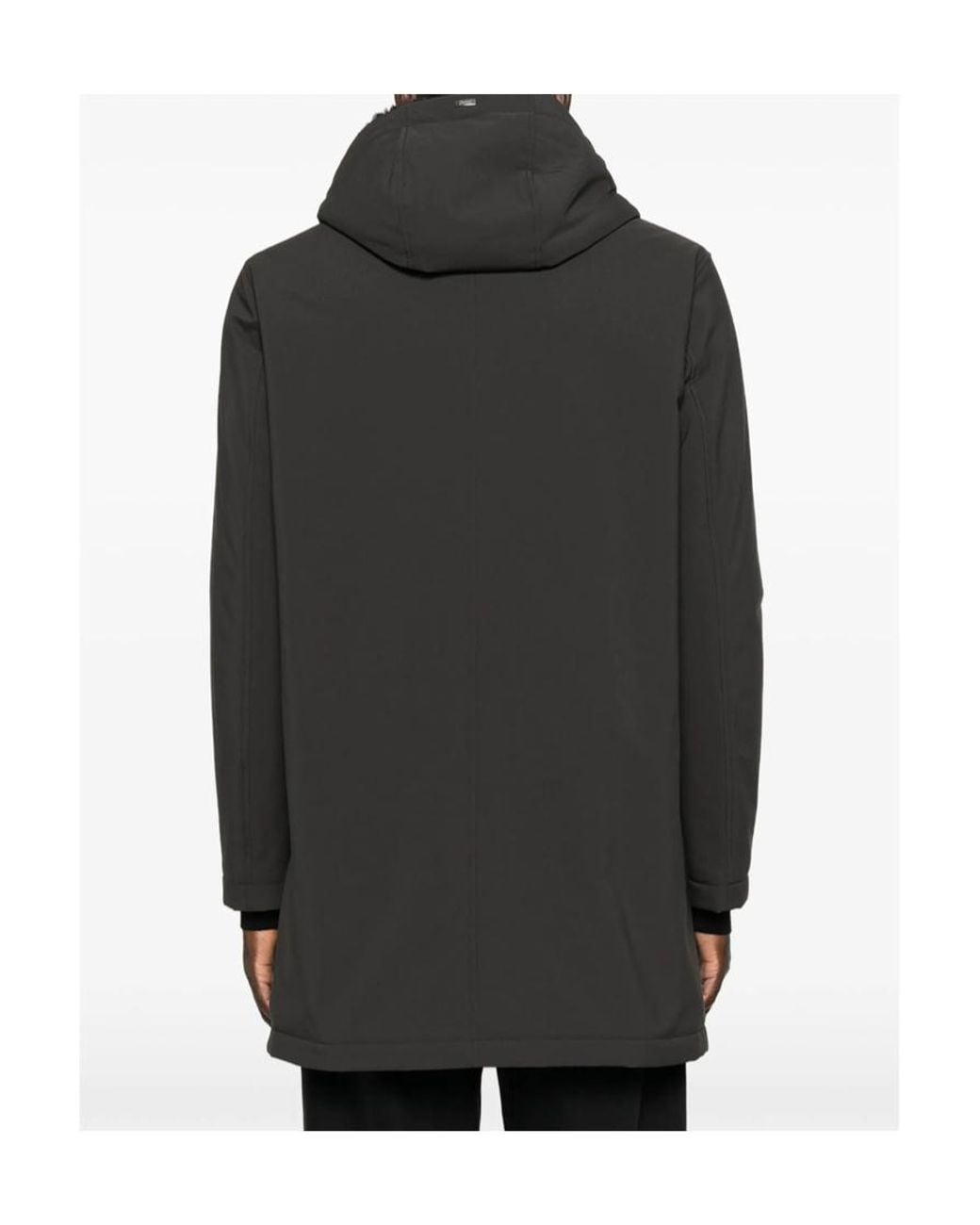 Herno Black Long-Sleeve Hooded Padded Jacket for men