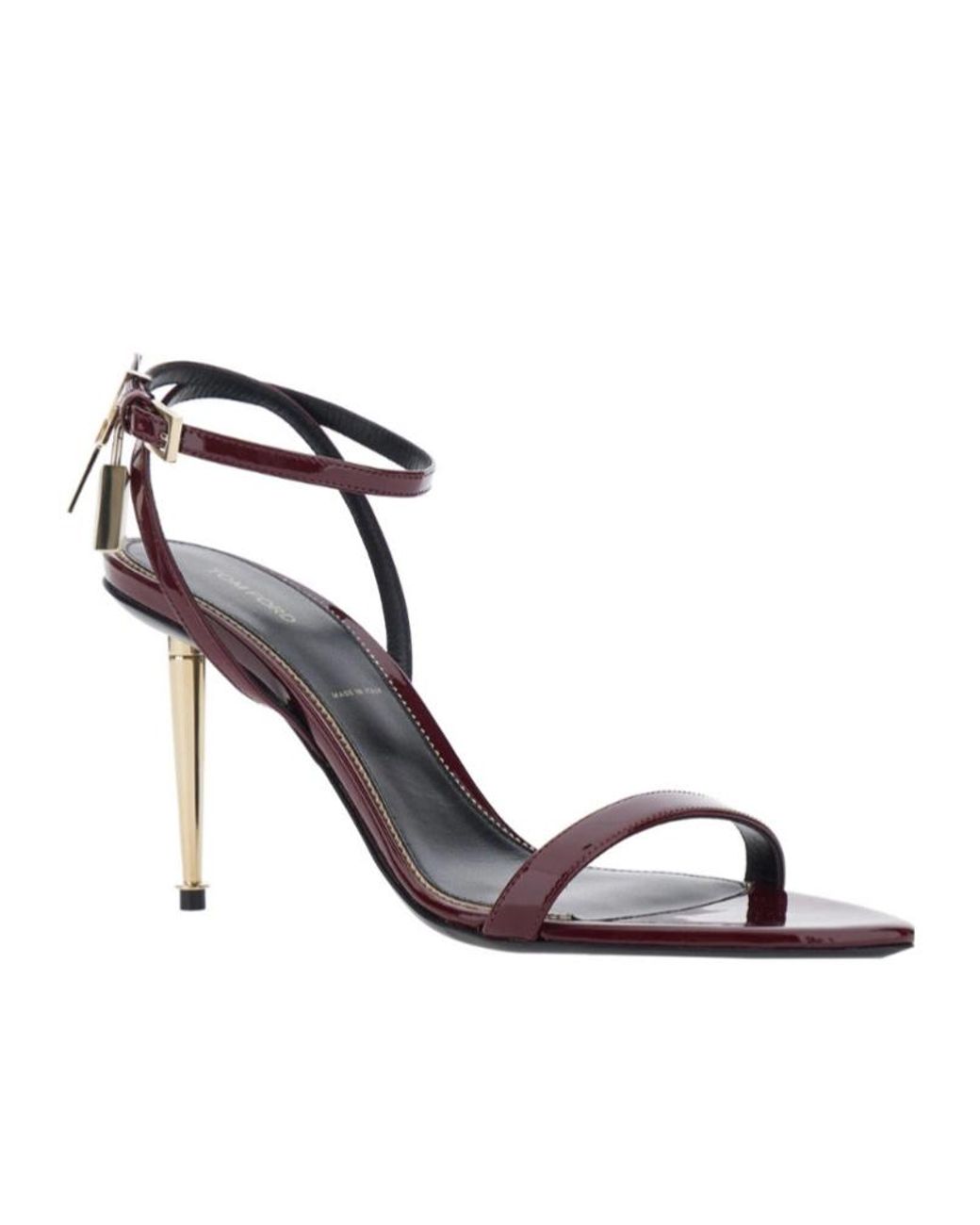 Tom Ford Metallic Padlock-Detail Ankle-Strap Sandals