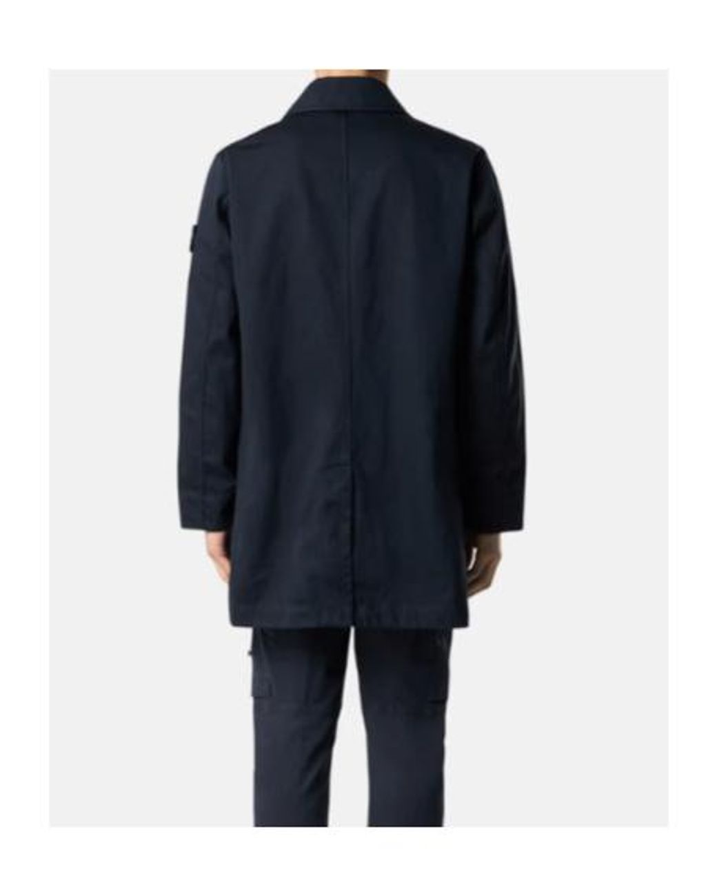 Stone Island Blue Compass-Badge Button-Up Coat for men