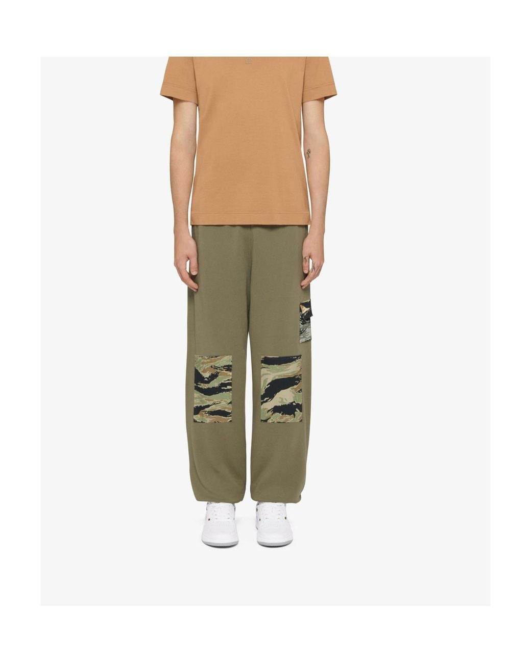 Givenchy Green Camouflage Patch Wool Jogging Pants for men