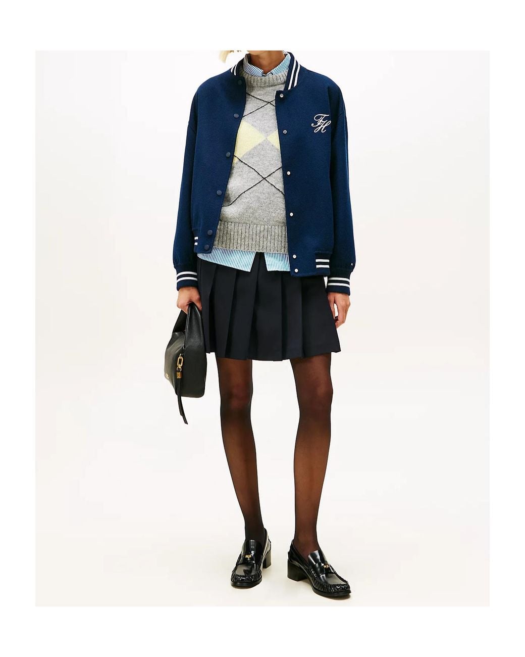 Tommy Hilfiger Black Classic Wool-Blend Pleated Mini Skirt