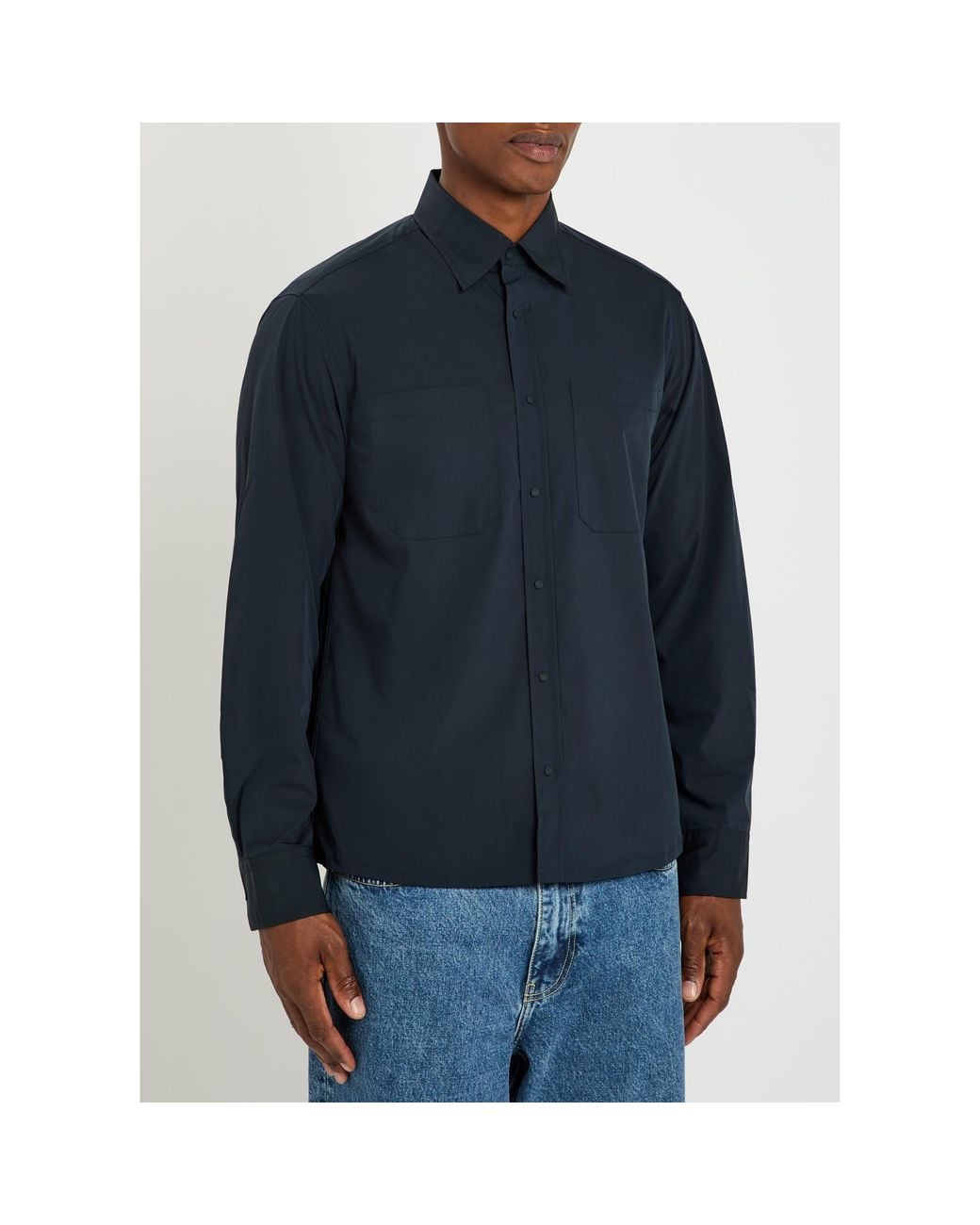 Herno Blue Modal Long-Sleeve Plain Shirt for men