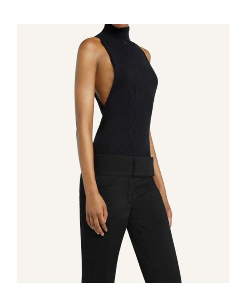 Courreges Black Courrèges Sleeveless Ribbed-Knit Tank Top