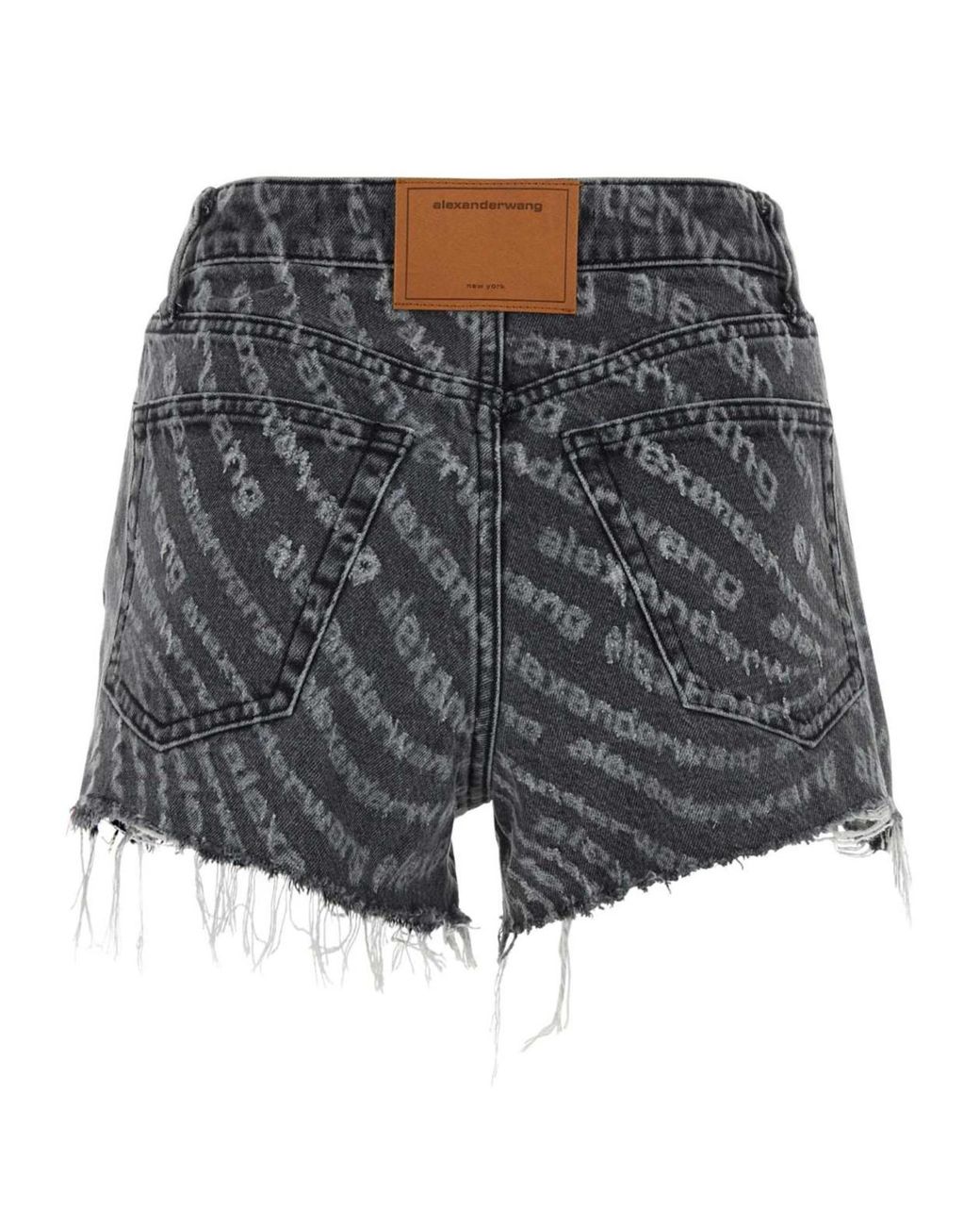 Alexander Wang Gray Bite High-Waist Denim Shorts