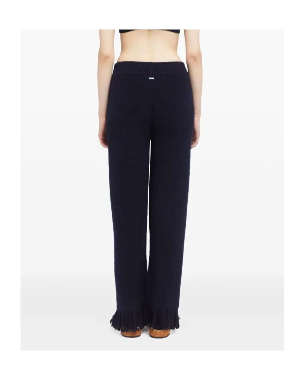 Alanui Blue Fringe-Detail Trousers