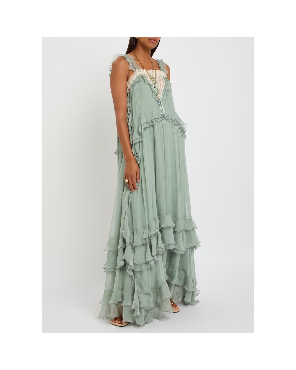 Chloé Green Ruffled Dress