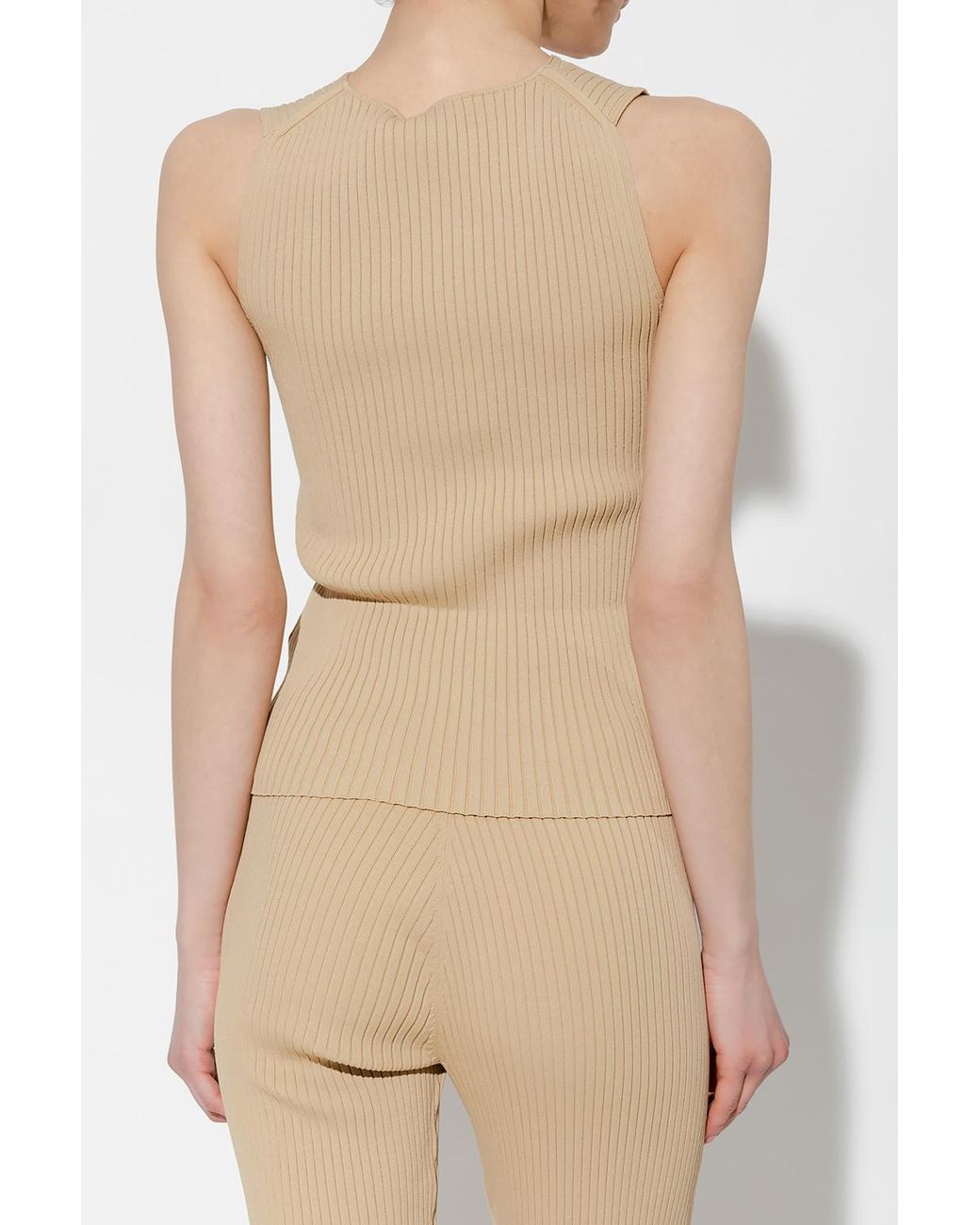 Nanushka Natural Shaped-Bustier V-Neck Knitted Top
