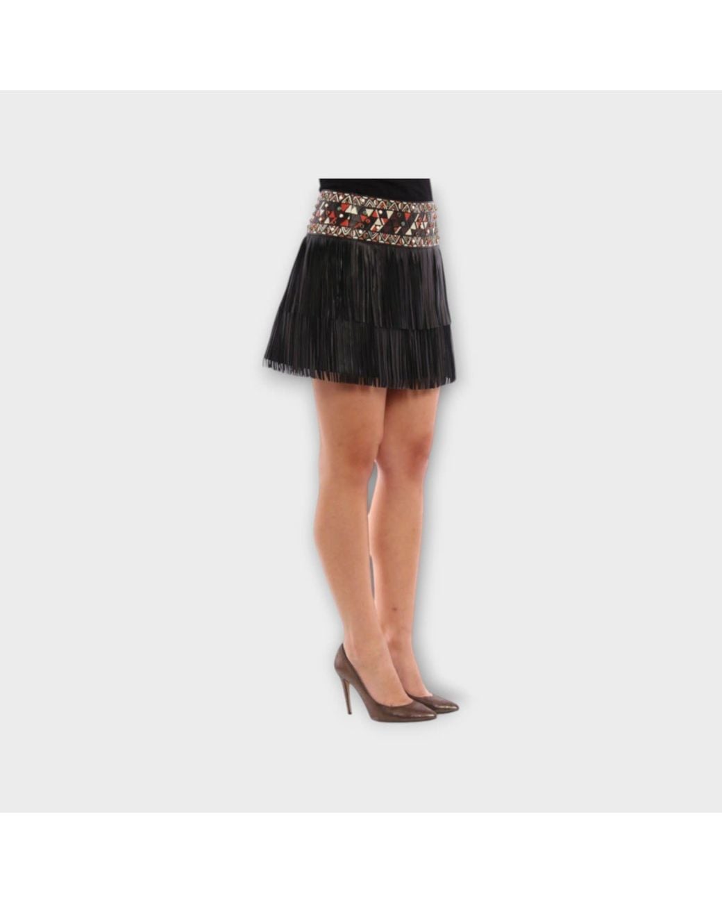 Valentino Black Fringed Skirt
