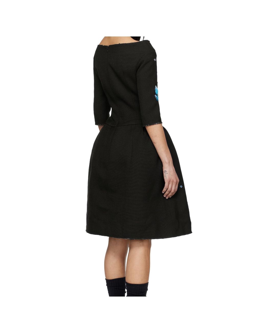 ShuShu/Tong Black Floral-Appliqué Dress
