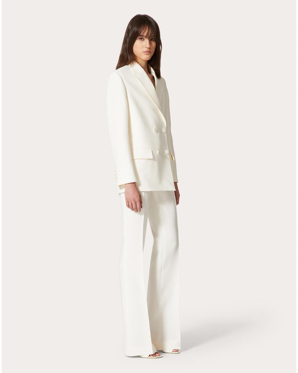 Valentino White High-Waist Tailored-Cut Trousers