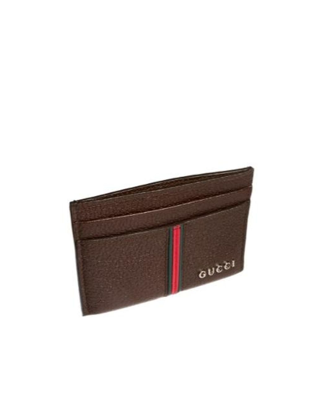 Gucci Brown Card Case With Web for men