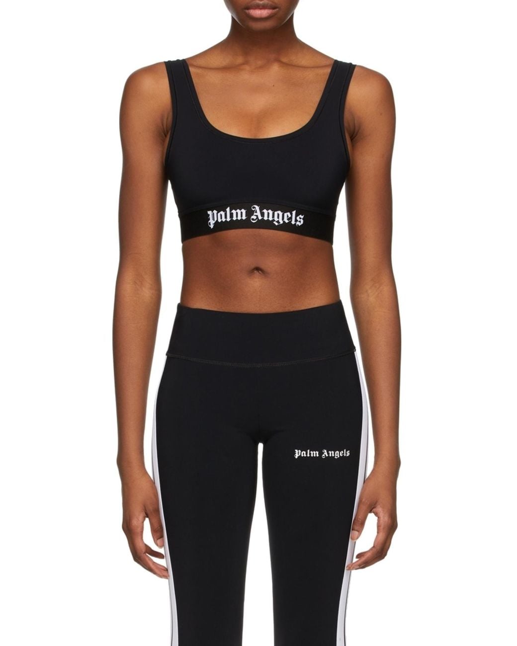 Palm Angels Black Scoop Neck Cropped Vest Top