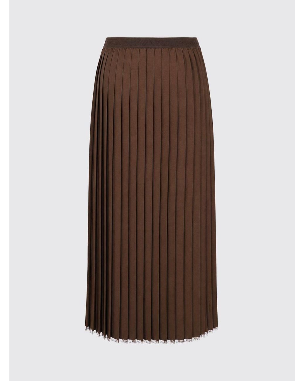 Twinset Brown Pleated Midi Skirt