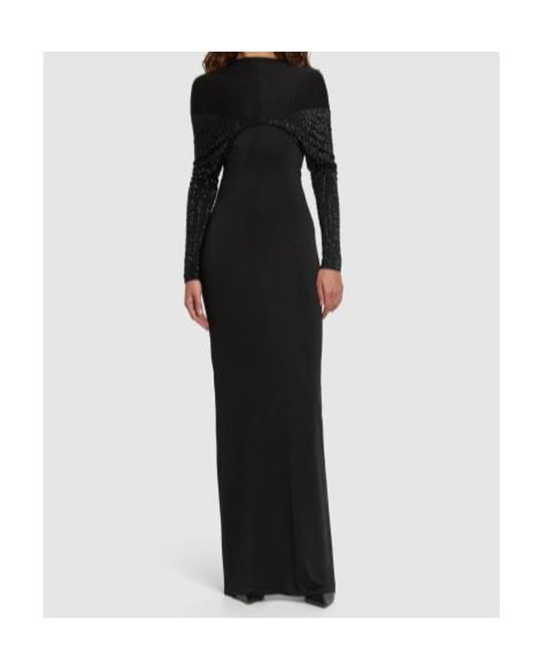 16Arlington Black Impala Embellished Jersey Long Dress