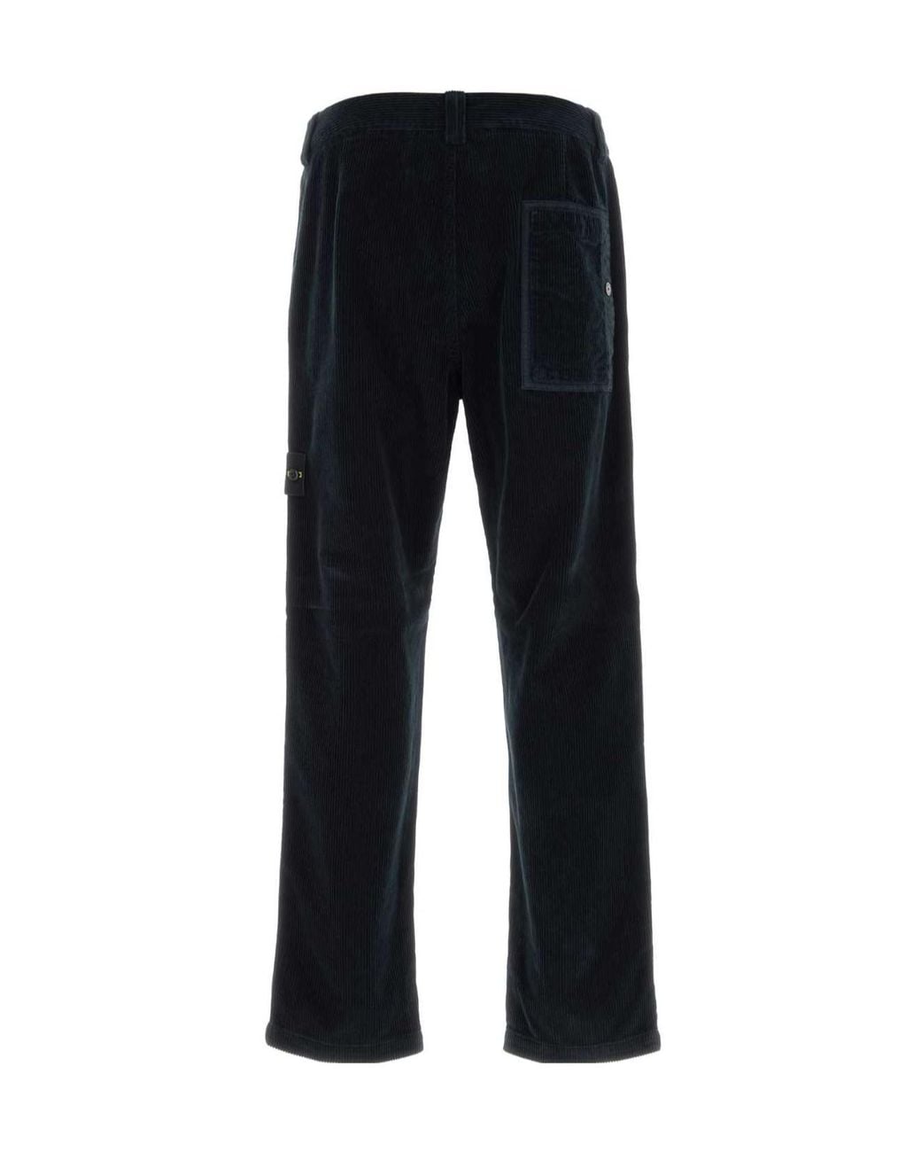 Stone Island Black Cargo Corduroy Pants for men
