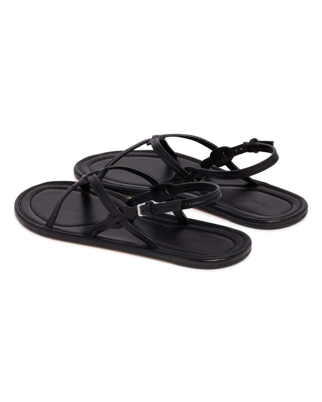 The Row Black Round-Toe Flat Sandals