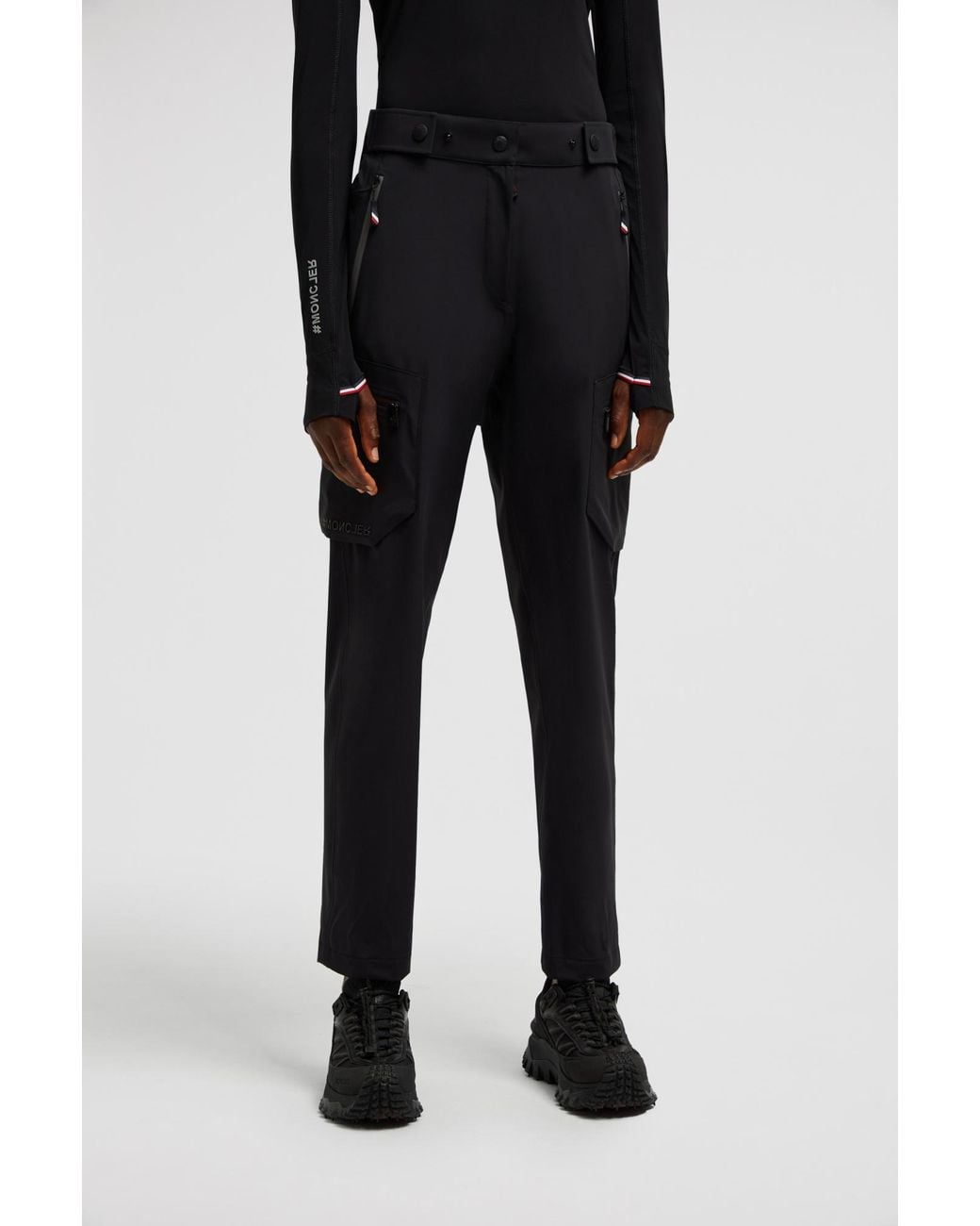 Moncler Black Grenoble Zip Detailed Straight Leg Trousers