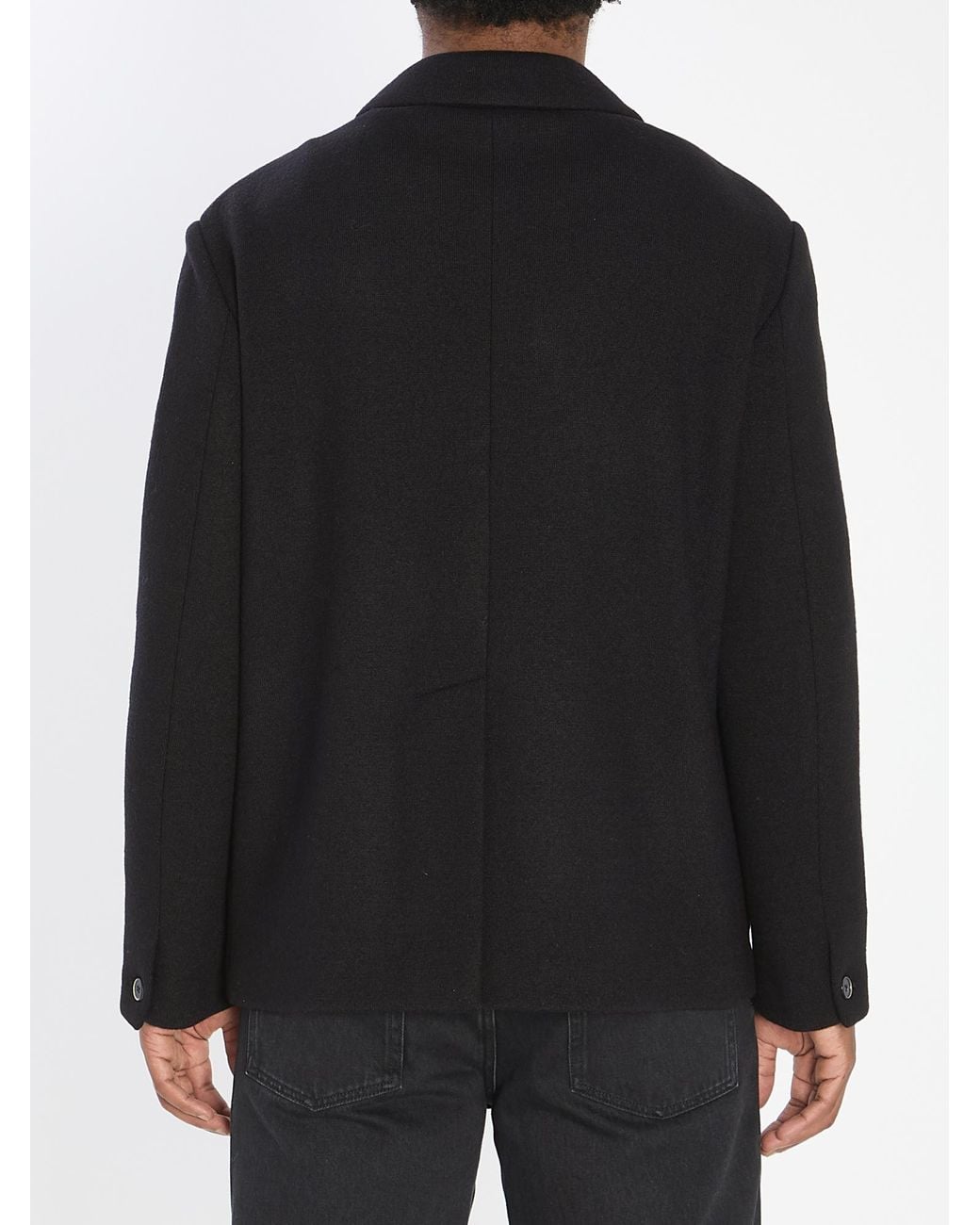 Barena Black Double-Breasted Peacoat for men