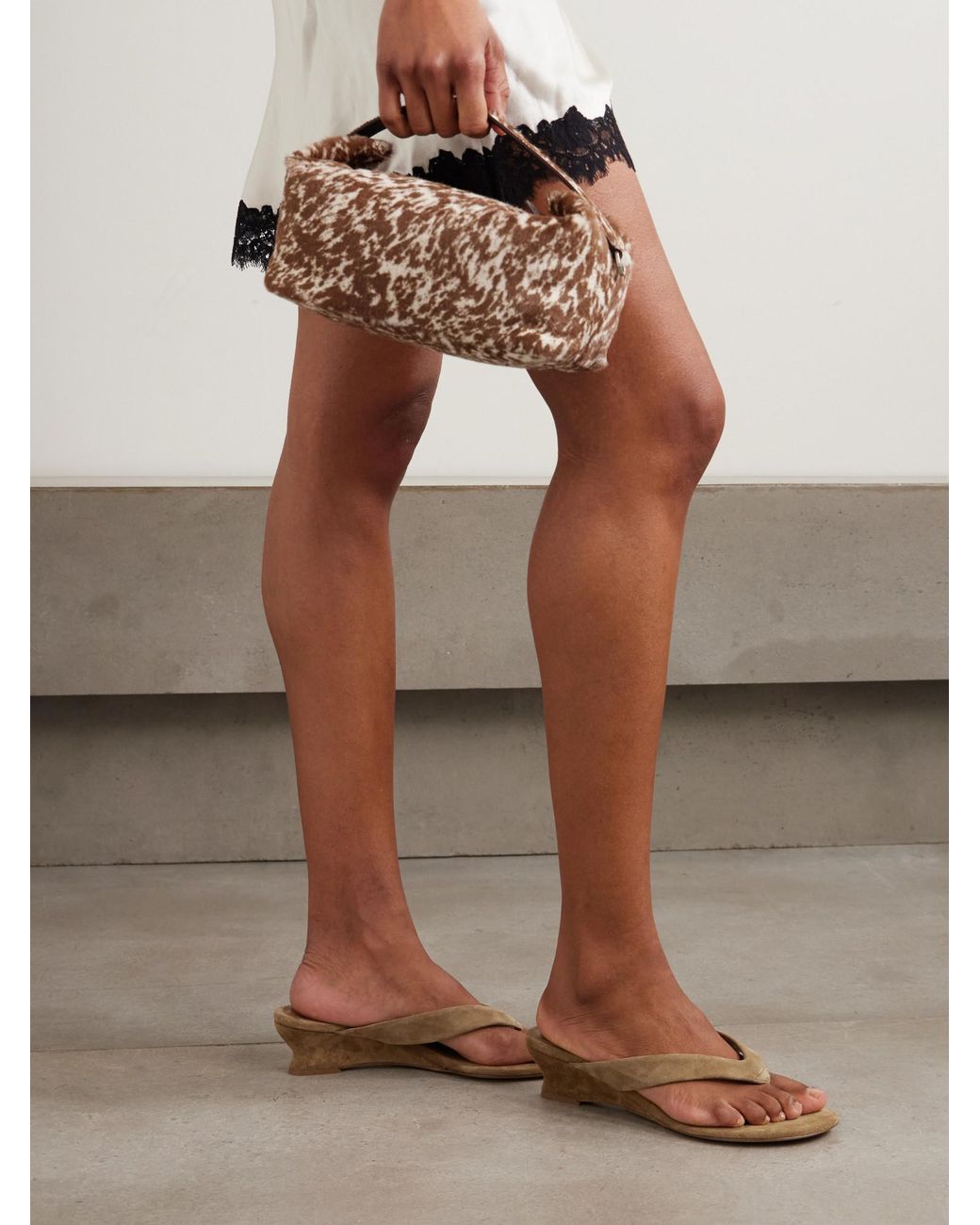 Le Monde Beryl Brown Suede 50 Wedge Sandals