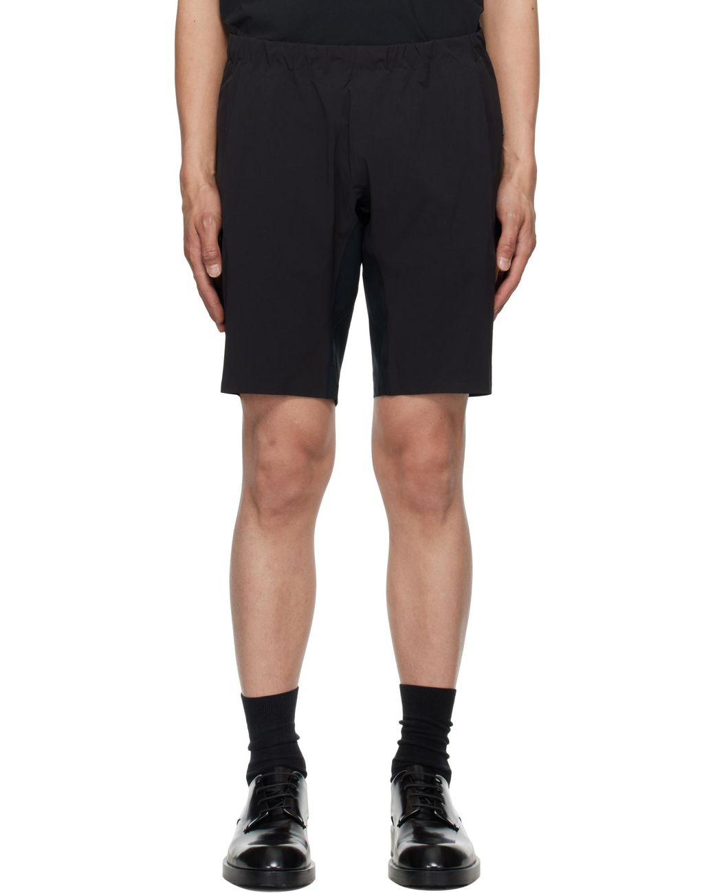 Veilance Black Elastic Waist Shorts for men
