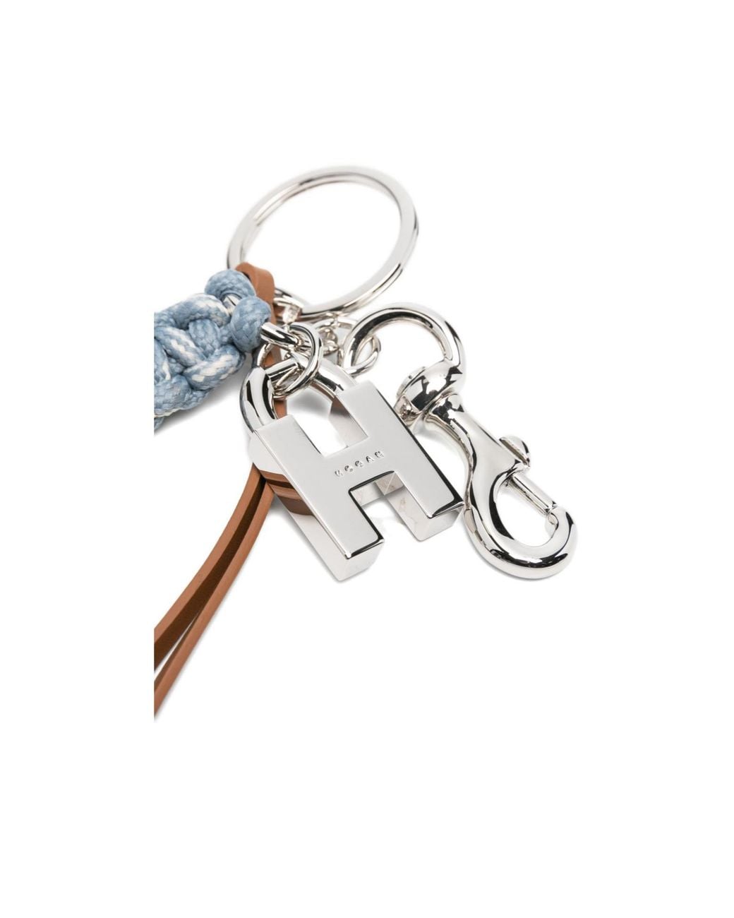 Hogan Metallic Braided Leather Keyring