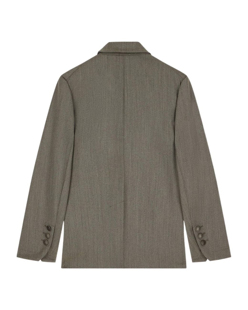 Emporio Armani Gray Double-Breasted Virgin Wool Blazer