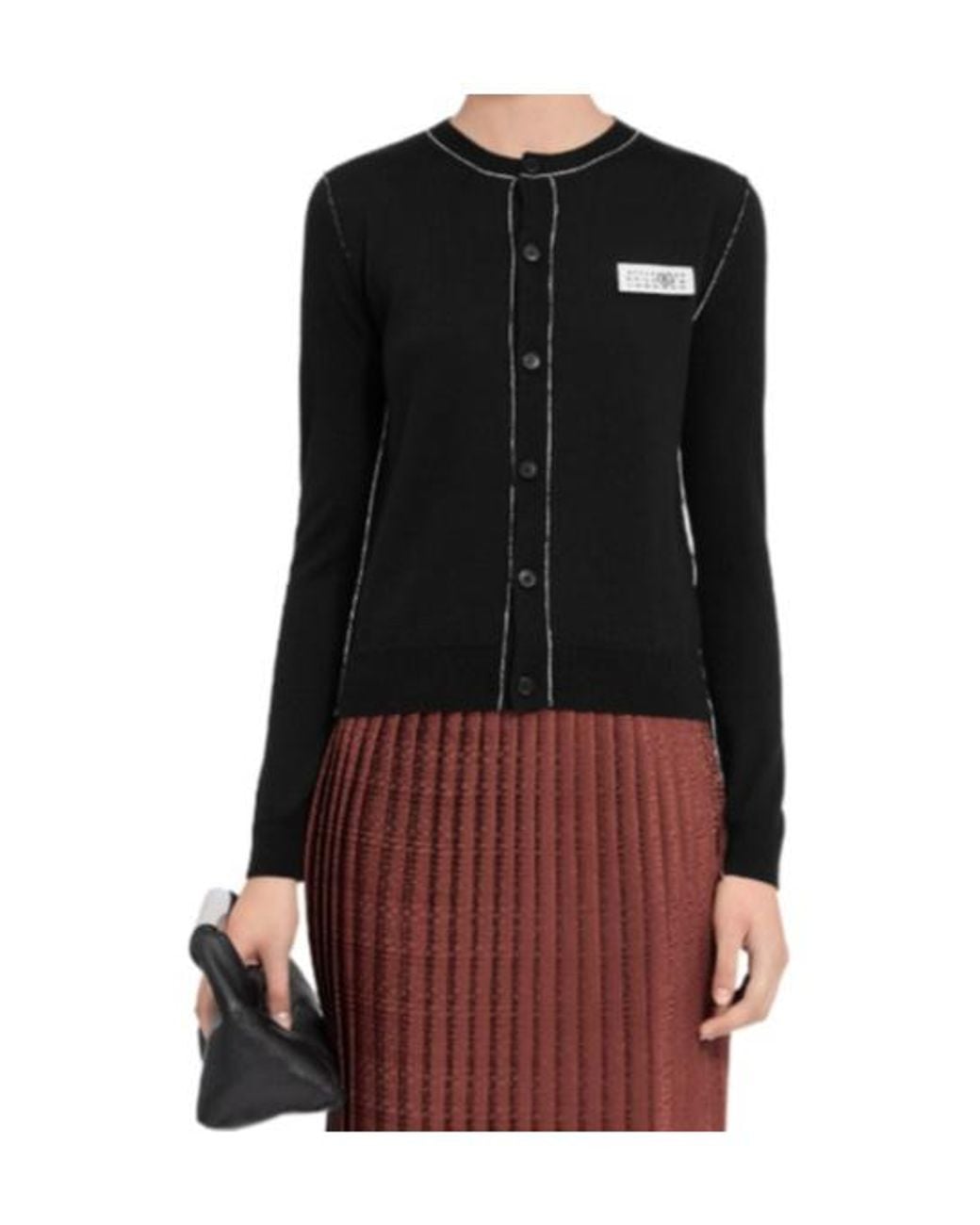 MM6 by Maison Margiela Black Button-Front Knit Cardigan