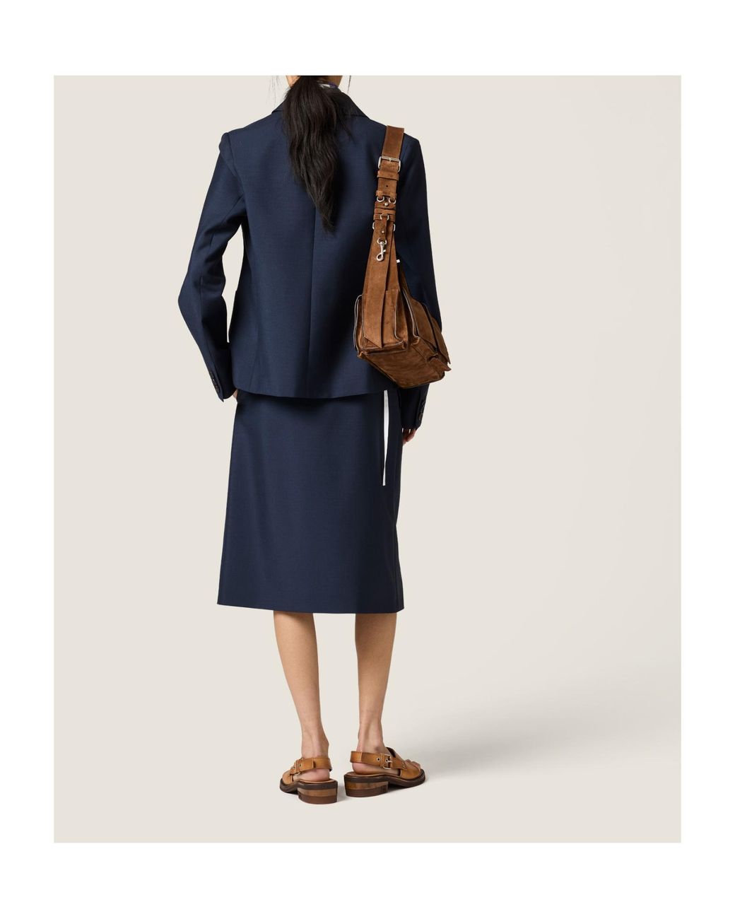 Miu Miu Blue Mohair-Wool Midi Skirt