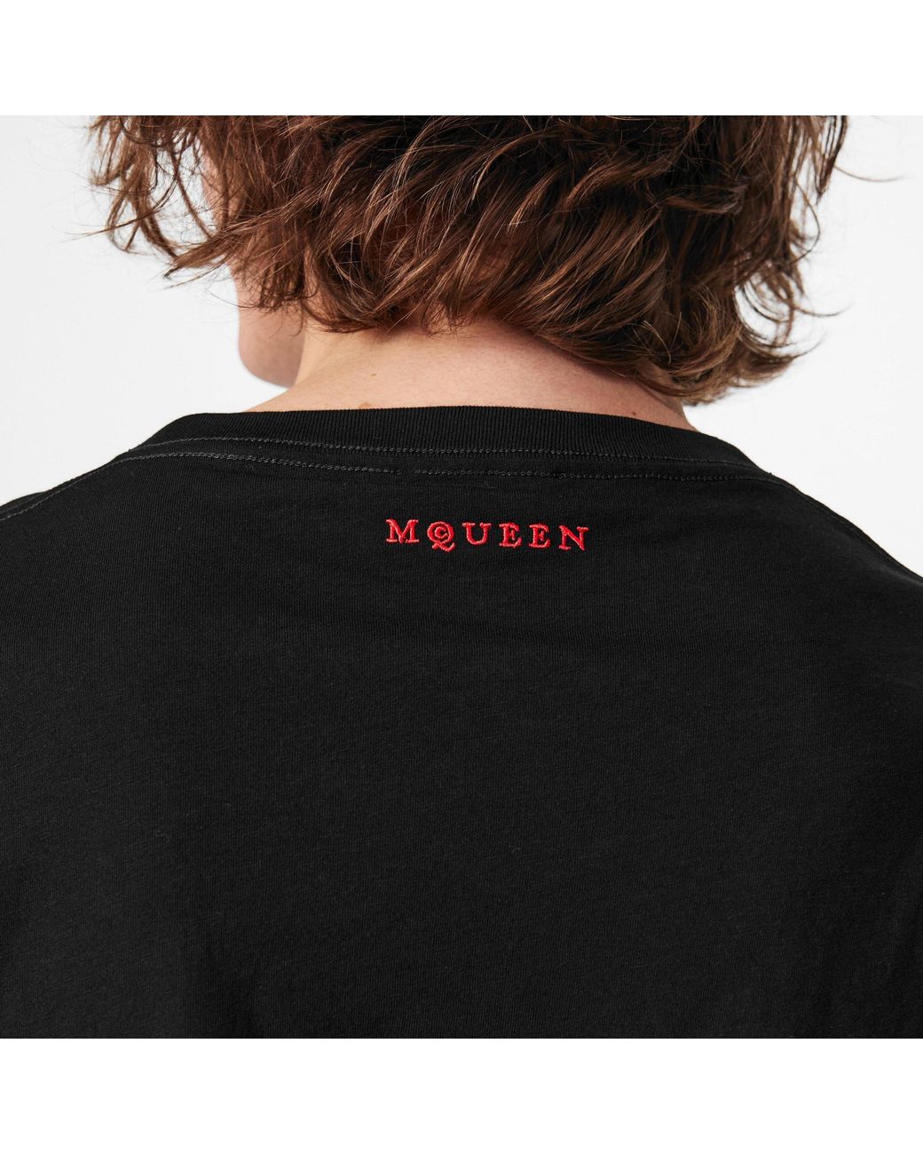 McQueen Black Crew Neck Short Sleeve Tee for men