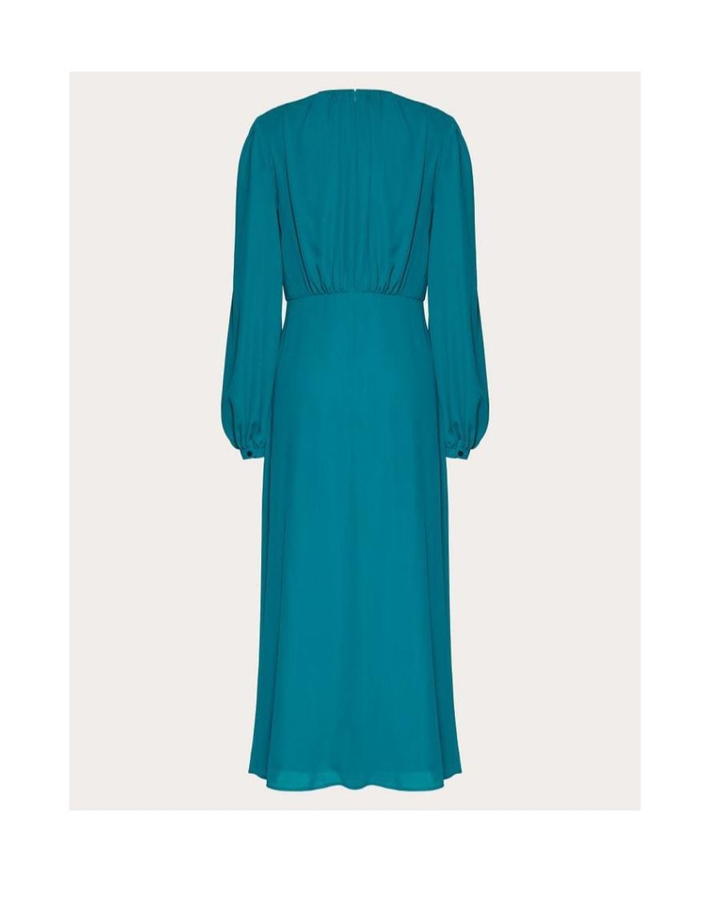 Valentino Blue Puff-Sleeve Silk Dress