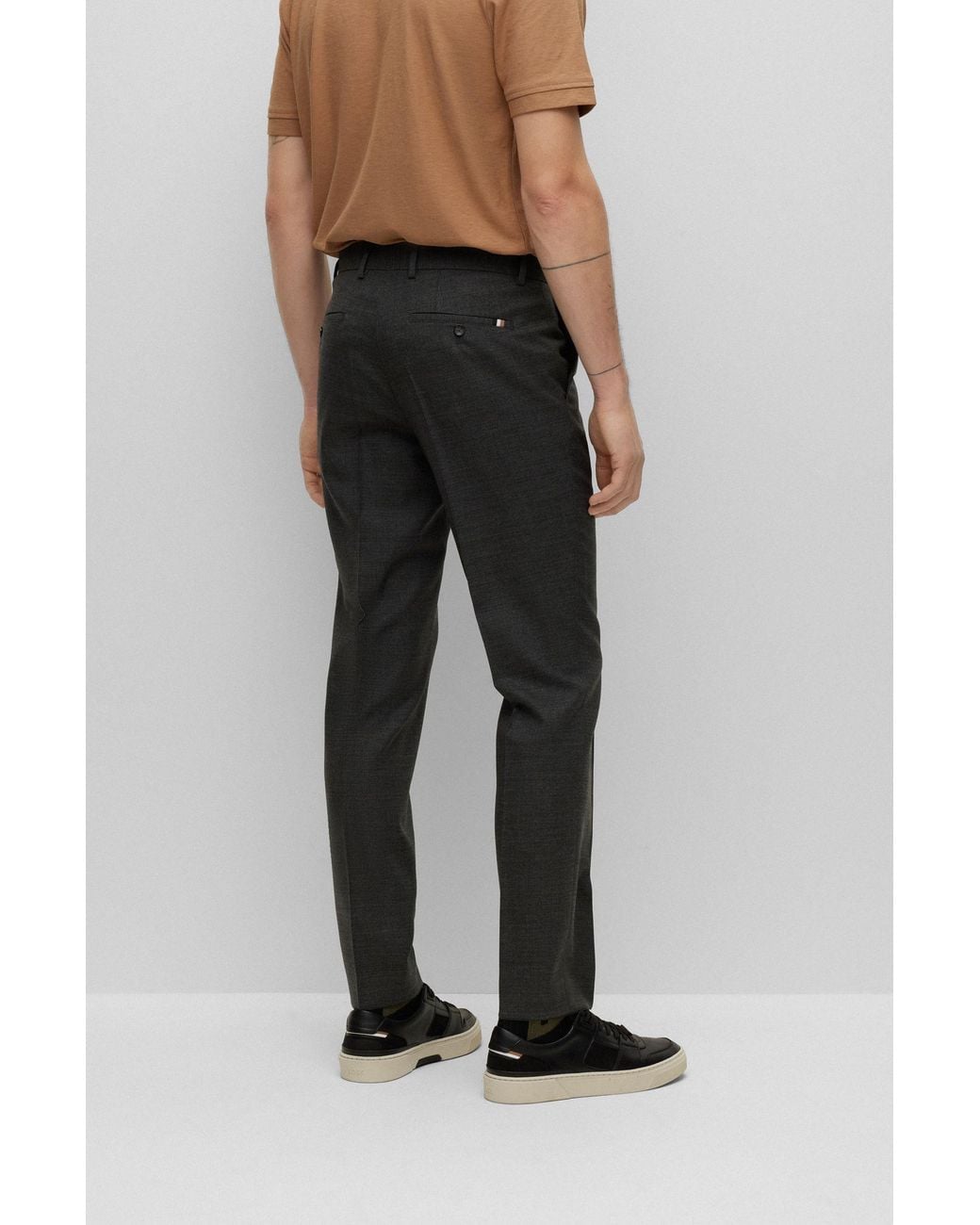 Boss Gray Logo Casual Pants for men