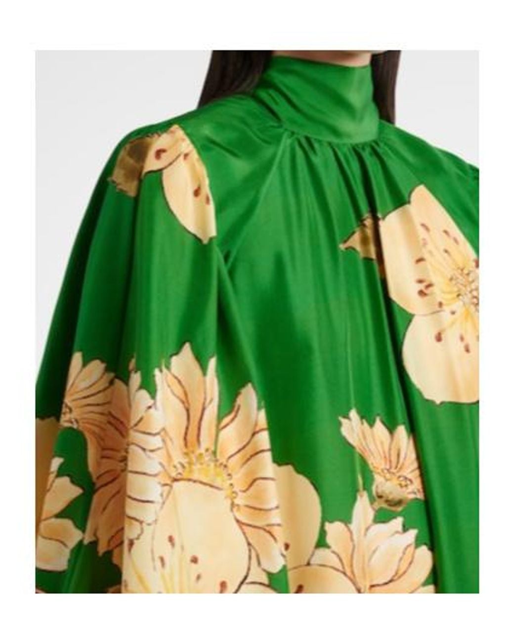 ALÉMAIS Green Sage Floral Silk Midi Dress