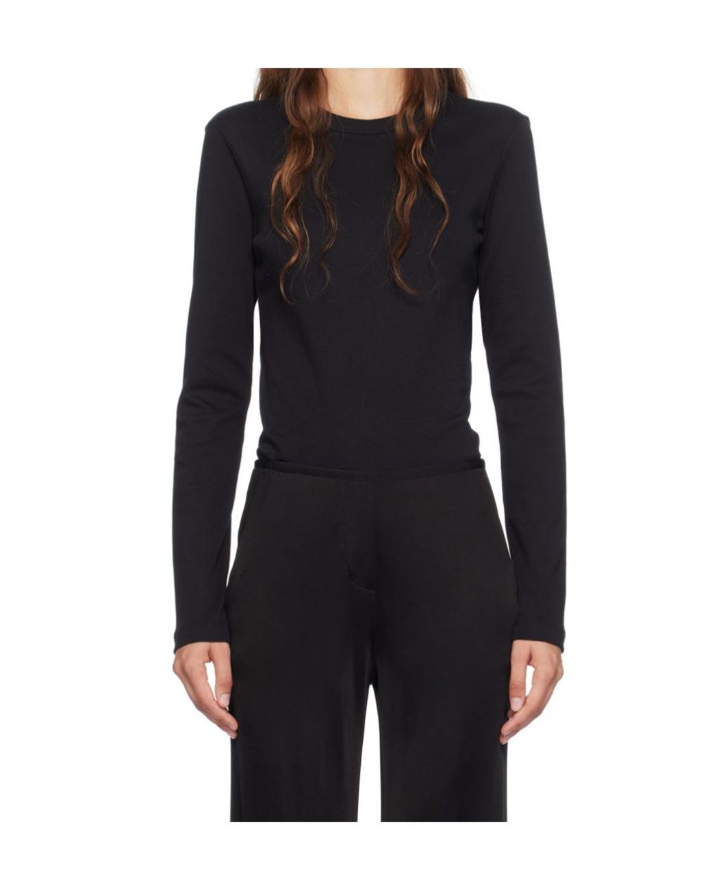 Helmut Lang Black Round Collar And Long-Sleeved T-Shirt